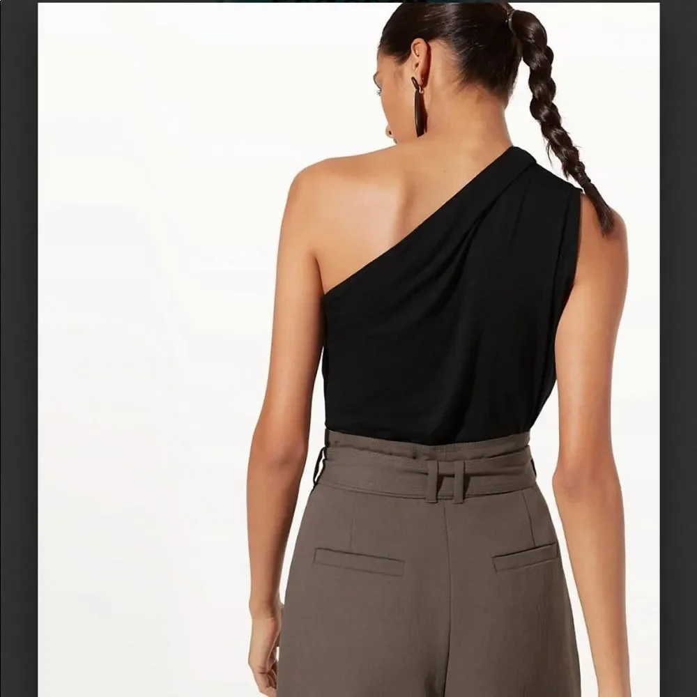 Aritzia Babaton Taddeo One Shoulder Tank Top Dark Mauve - Picture 2 of 13